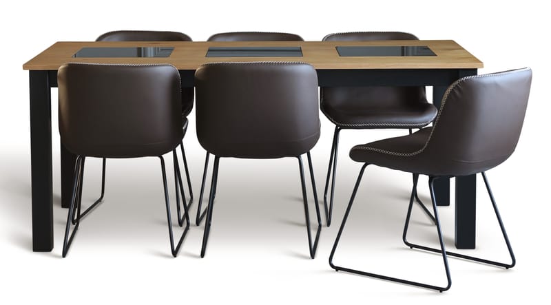 Texas stol i brun PU med ljus kontrastsöm - Brun PU med ljus kontrastsöm - Möbler - Stolar & fåtöljer - Matstol & köksstol