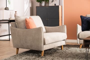 Trend Lyx Fåtölj i Tyg med Träben - Greige - Möbler - Stolar & fåtöljer - Fåtölj