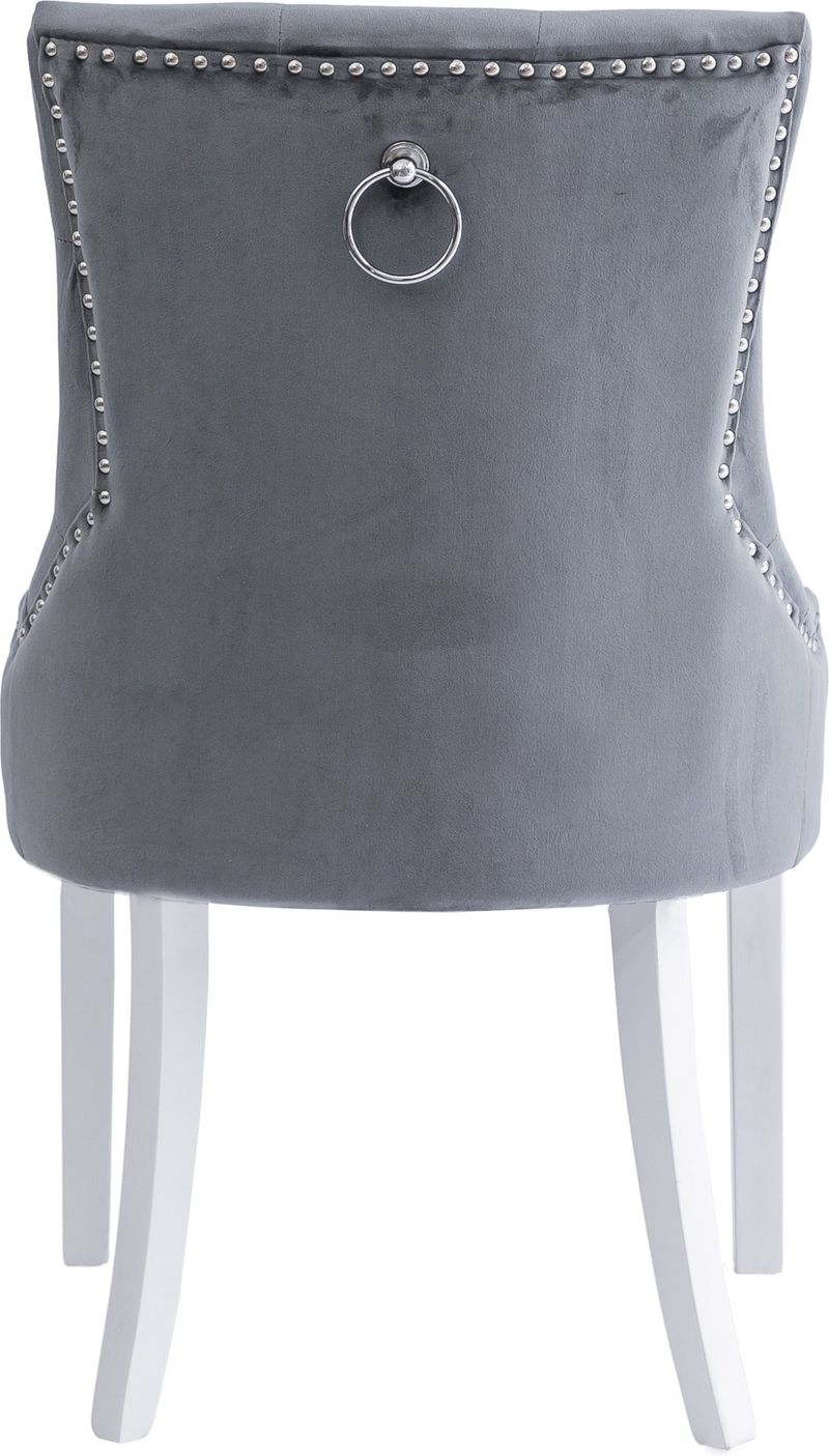 Tuva matstol grå med vita ben och nitar - Grå/Vit - Möbler - Stolar & fåtöljer - Matstol & köksstol