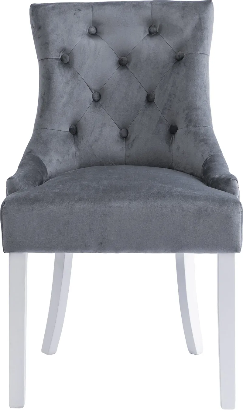 Tuva matstol grå med vita ben och nitar, Grå/Vit