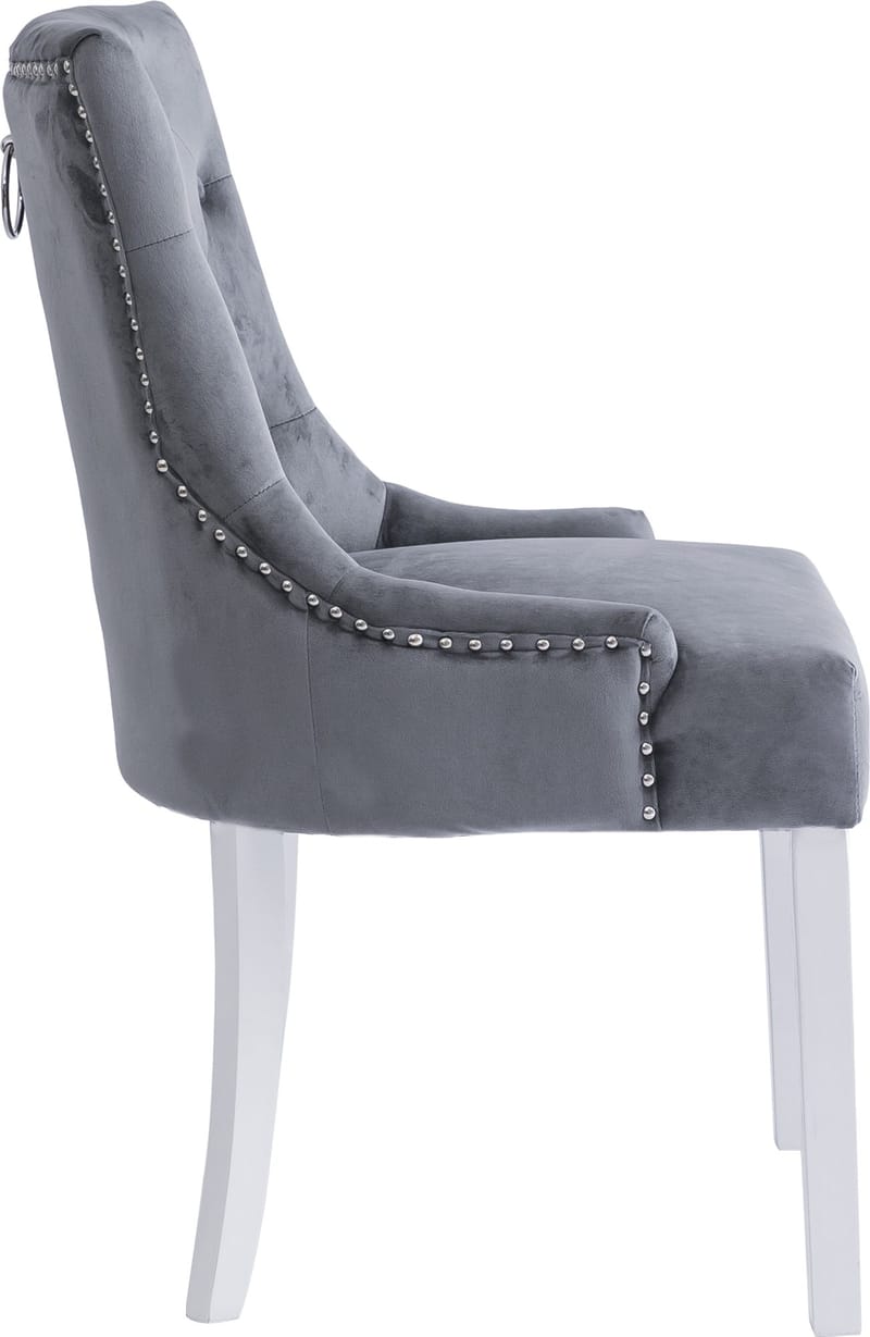 Tuva matstol grå med vita ben och nitar - Grå/Vit - Möbler - Stolar & fåtöljer - Matstol & köksstol