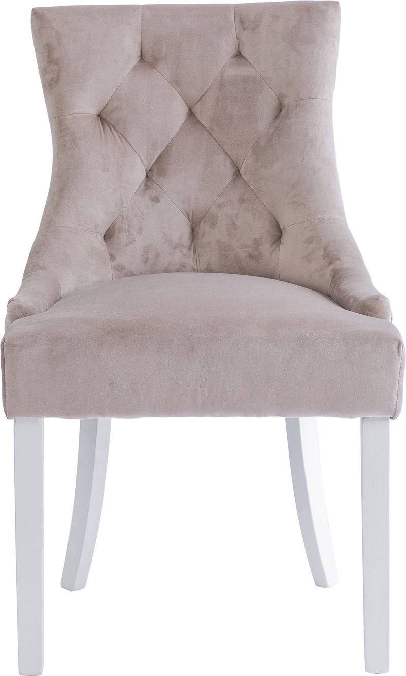 Tuva matstol i beige sammet, Beige/Vit