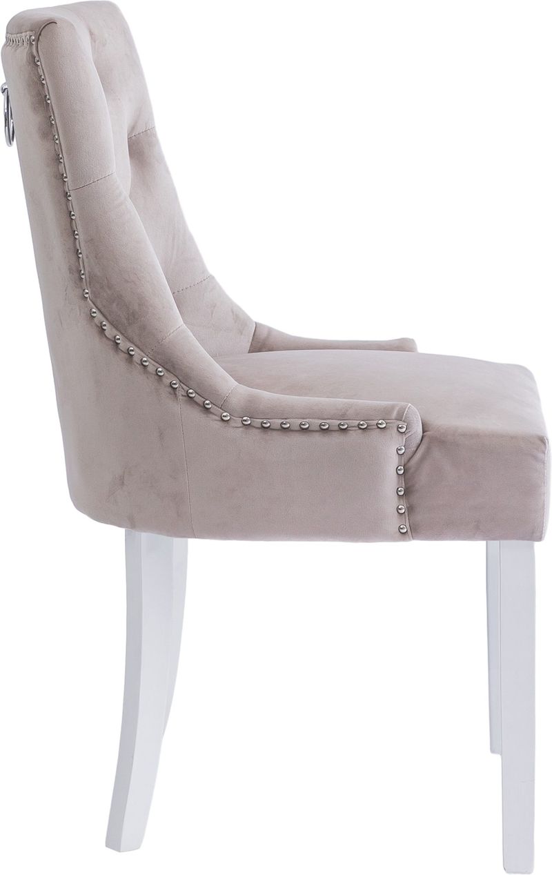 Tuva matstol i beige sammet - Beige/Vit - Möbler - Stolar & fåtöljer - Matstol & köksstol