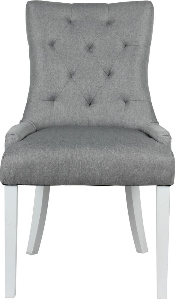 Tuva stol i grått tyg med vita ben, Grått tyg