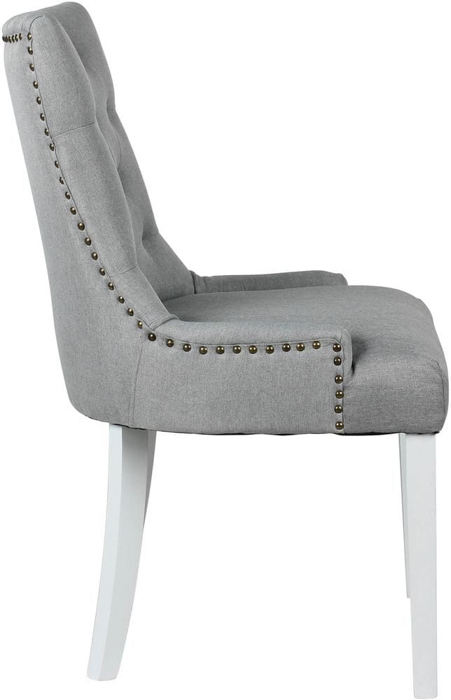 Tuva stol i grått tyg med vita ben - Grått tyg - Möbler - Stolar & fåtöljer - Matstol & köksstol