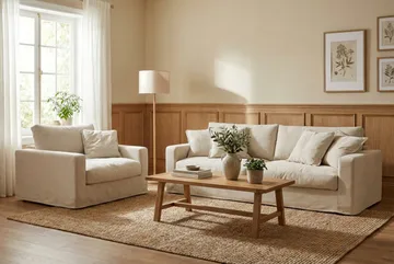 Valencia Extra Djup Fåtölj med avtagbar och tvättbar klädsel - Beige - Möbler - Stolar & fåtöljer - Fåtölj
