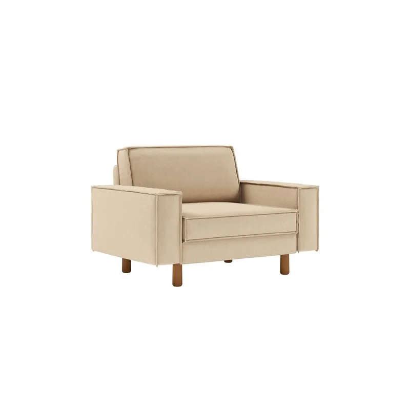 Vilsa Fåtölj i Tyg med Träben, Beige