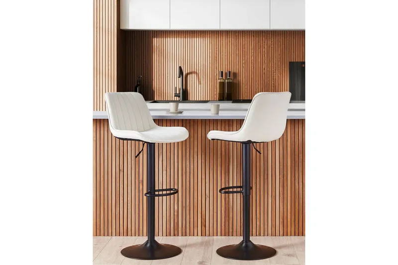 Svängbar stol Dubrovnik set om 2 Ljusbeige-Svart - Ljusbeige-Svart - Möbler - Stolar & fåtöljer - Barstol & barpall