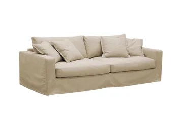 Valencia Extra Djup 3-sits soffa + fotpall med avtagbar och tvättbar klädsel - Beige - Möbler - Soffa