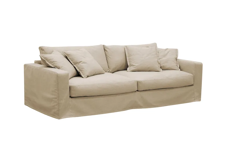 Valencia Extra Djup 3-sits soffa + fotpall med avtagbar och tvättbar klädsel - Beige - Möbler - Soffa