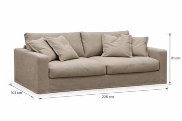 Valencia Extra Djup 3-sits soffa + fotpall med avtagbar och tvättbar klädsel - Brun - Möbler - Soffa - 3 sits soffa