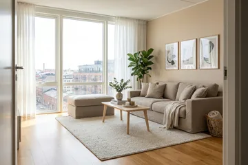 Valencia Extra Djup 3-sits soffa + fotpall med avtagbar och tvättbar klädsel - Brun - Möbler - Soffa - 3 sits soffa