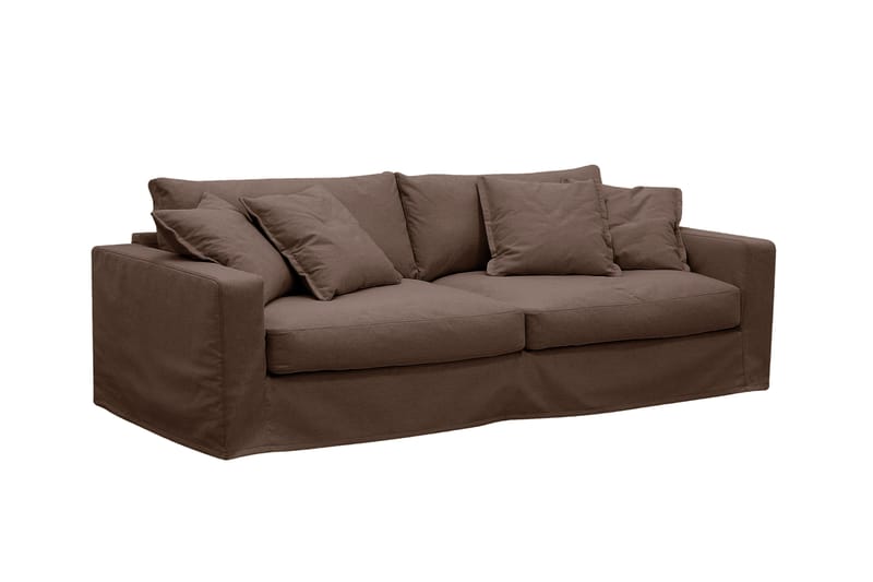 Valencia Extra Djup 3-sits soffa + fotpall med avtagbar och tvättbar klädsel - Mörkbrun - Möbler - Soffa
