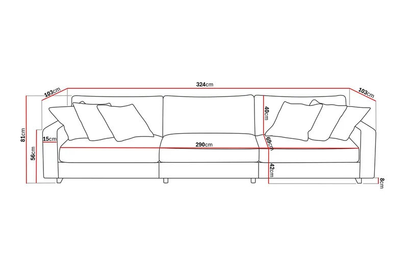 Valencia Extra Djup 5-sits Soffa - Mörkgrå - Möbler - Soffa