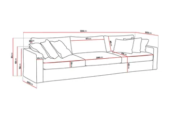 Valencia Extra Djup 5-sits Soffa med avtagbar och tvättbar klädsel - Beige - Möbler - Soffa