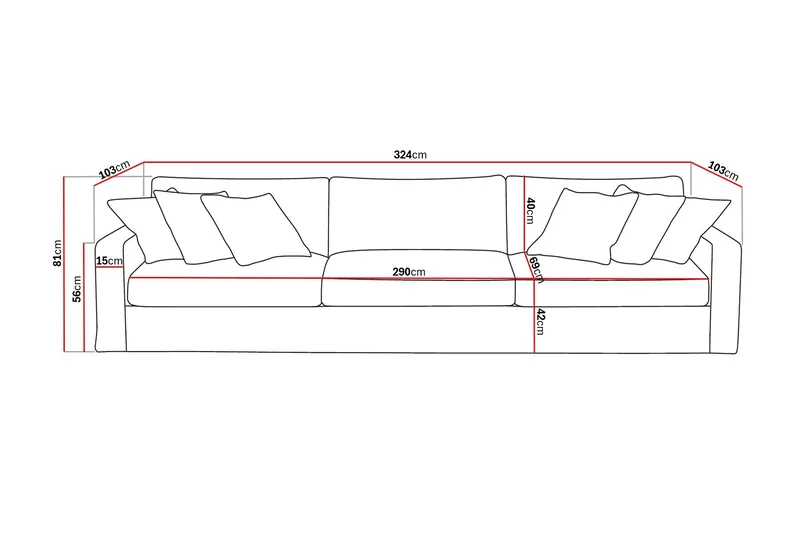 Valencia Extra Djup 5-sits Soffa med avtagbar och tvättbar klädsel - Ljusbrun - Möbler - Soffa