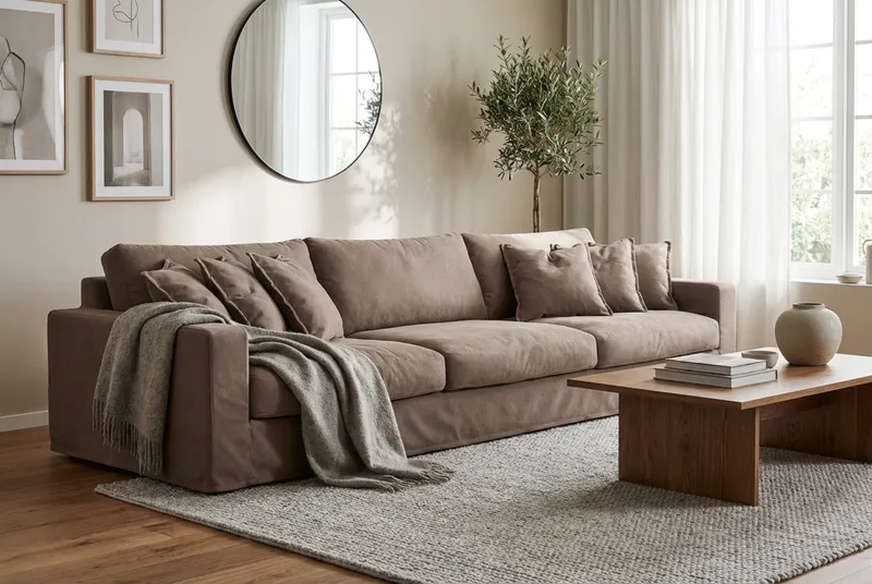 Valencia Extra Djup 5-sits Soffa med avtagbar och tvättbar klädsel - Mörkbrun - Möbler - Soffa