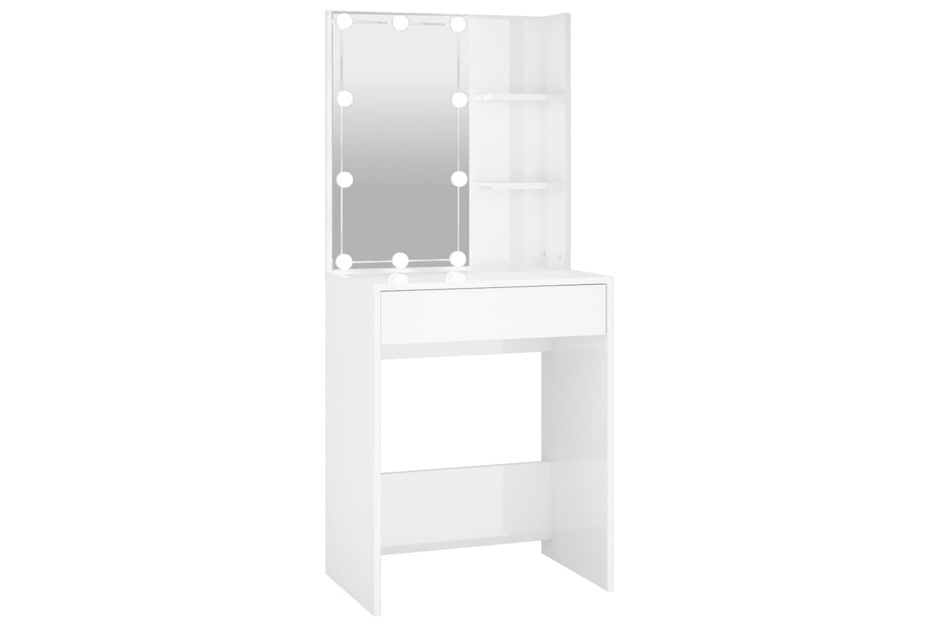 beBasic Sminkbord med LED vit högglans 60x40x140 cm - White 808834