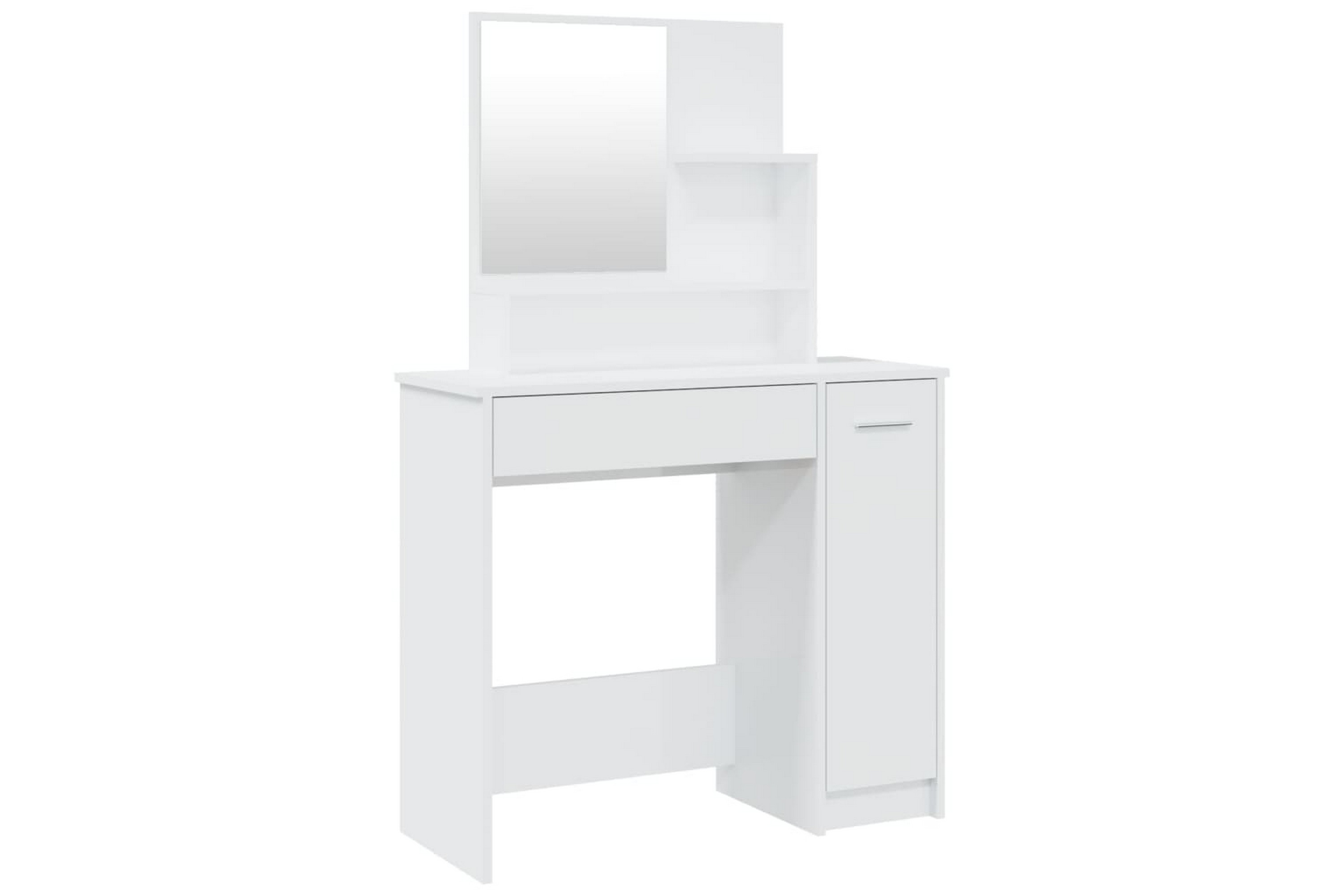 beBasic Sminkbord med spegel vit högglans 86,5x35x136 cm - White 802963