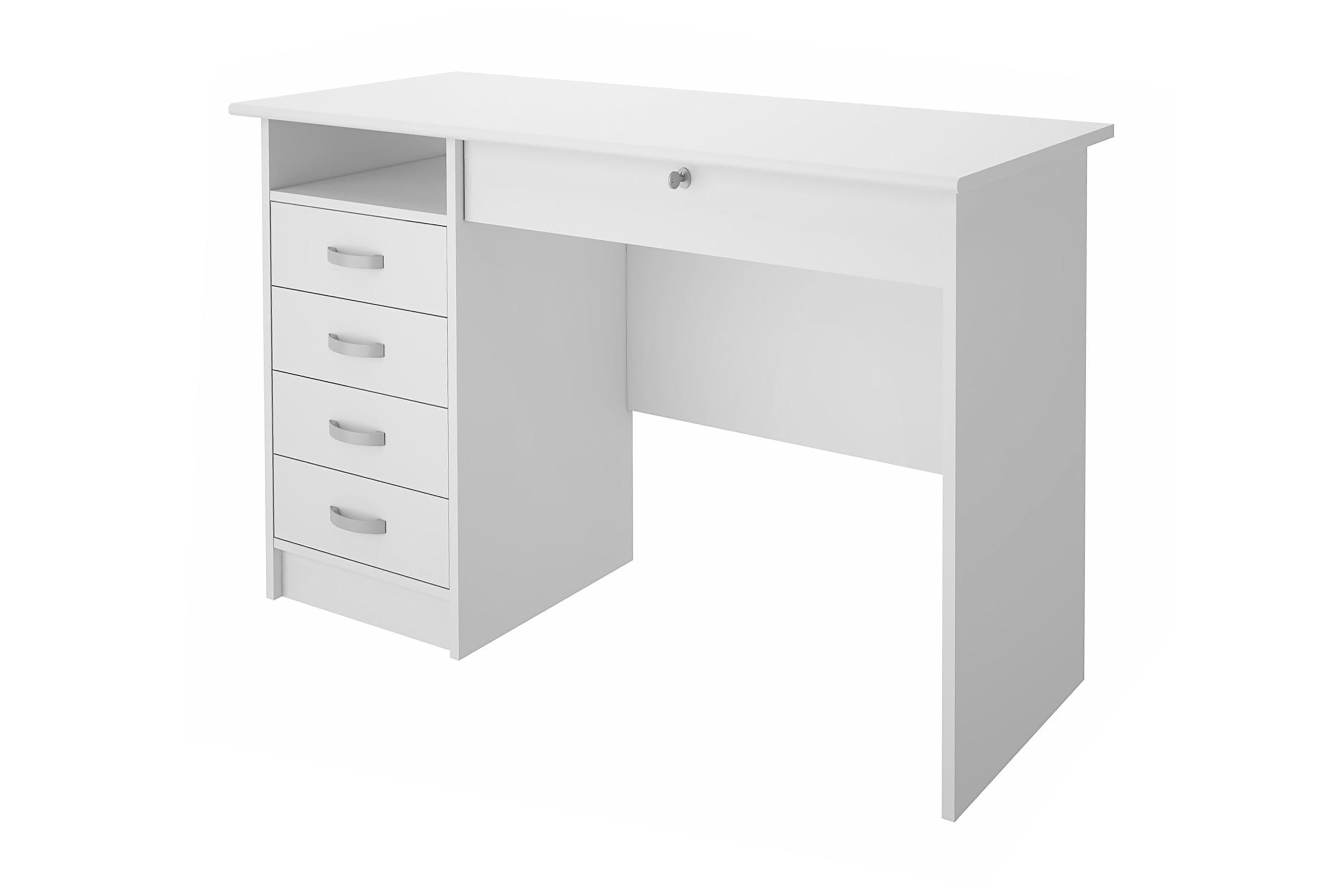 Function Skrivbord 109 cm med Förvaring Lådor + Hylla - Vit