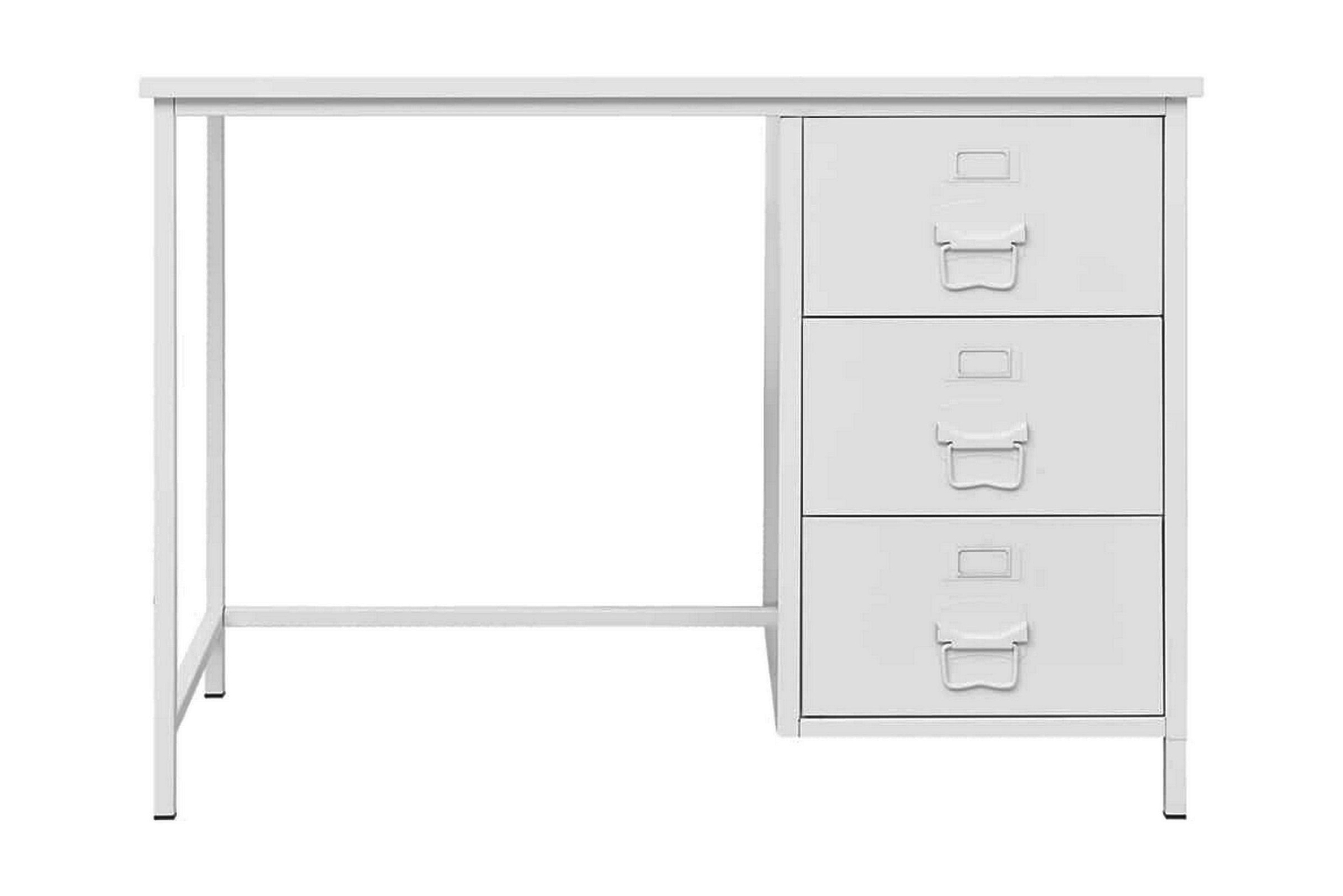 Skrivbord med lådor industriell vit 105x52x75 cm stål - Vit 339635