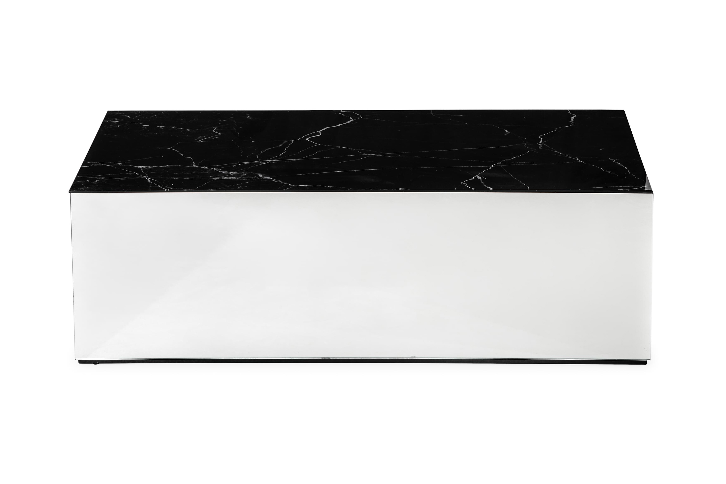 REA/Black Friday Kerkis Soffbord 110 cm Marmormönster - Spegel/Glas/Svart Svart Glas