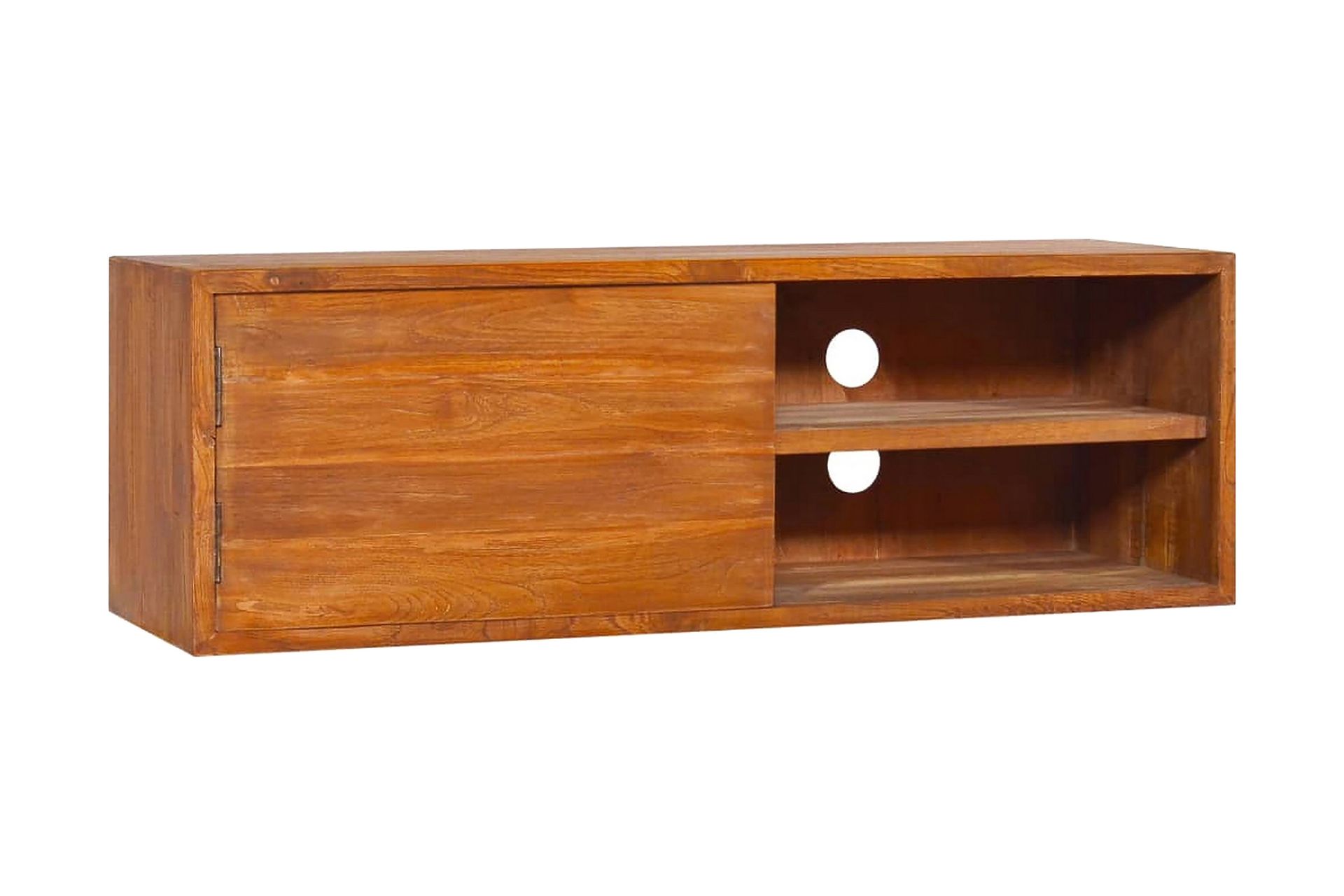 Väggmonterad TV-bänk 90x30x30 cm massiv teak - Brun