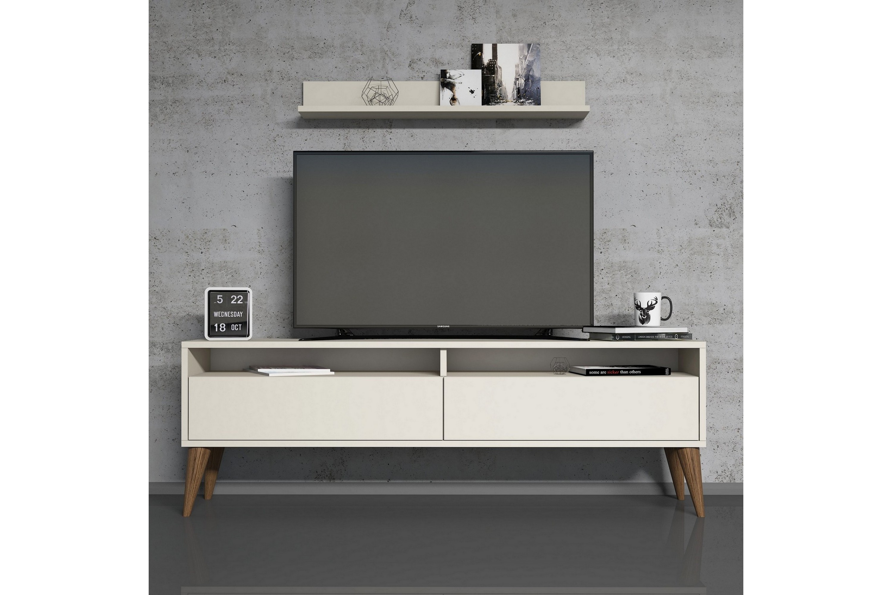 Hoptrup TV-Möbelset 150 cm - Vit/Grå