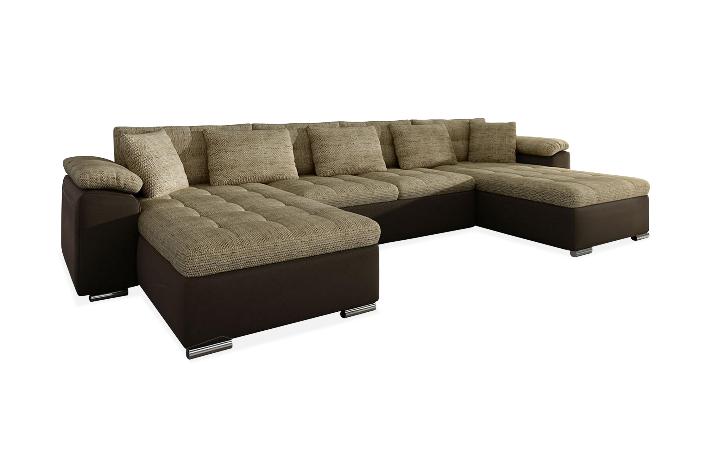 REA/Black Friday Wicenza U-Bäddsoffa 375x155x76 cm Universal - Beige/Brun Bäddsoffa Brun,Gul Tyg