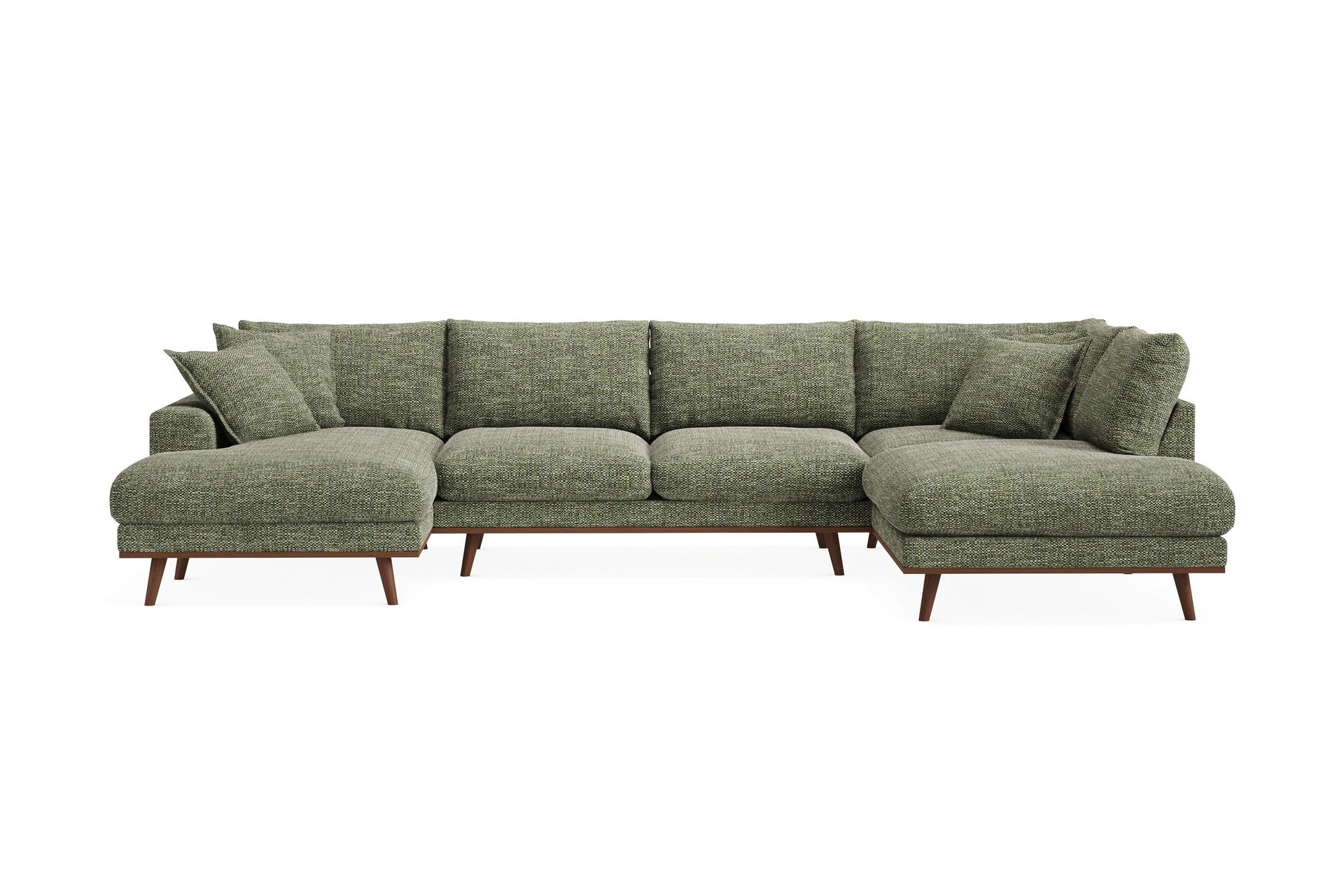 Copenhagen Premium 5-sits Högervänd U-formad Djup Soffa med Divan och Schäslong i Chenille – Grön