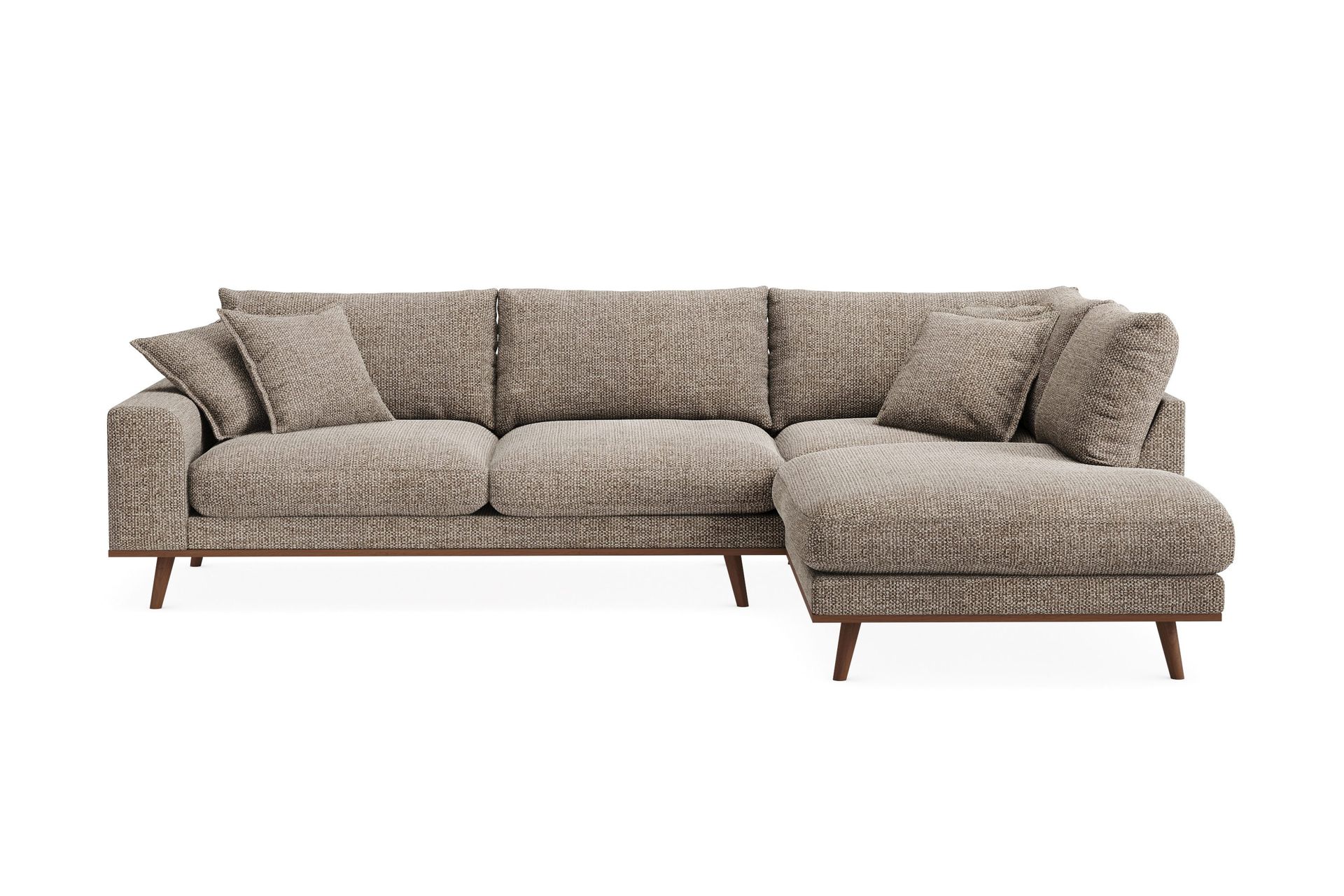 Copenhagen Premium 4-sits Högervänd L-formad Djup Schäslongsoffa i Chenille – Brun