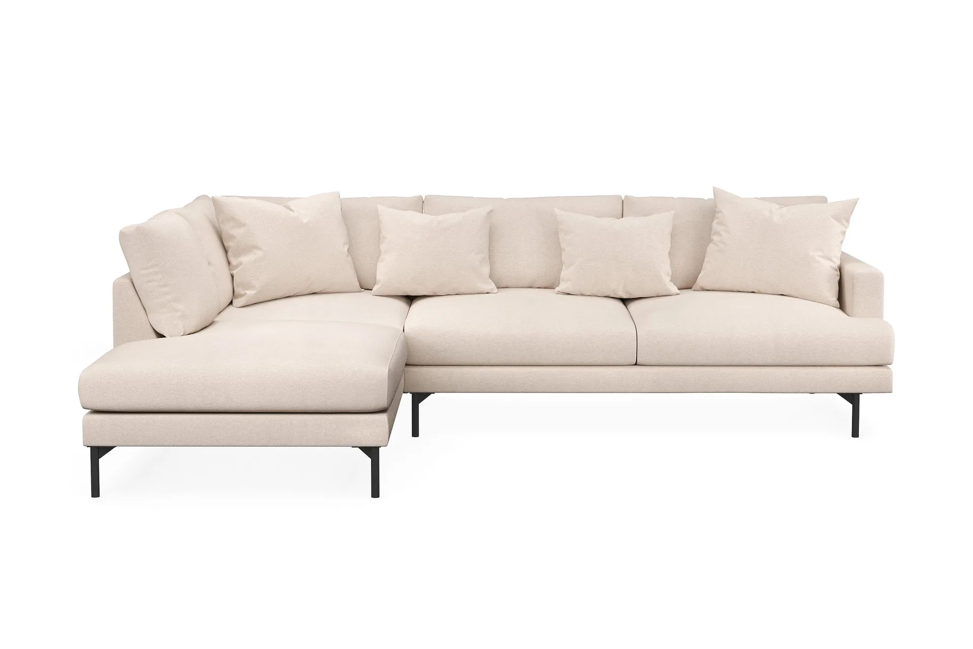 Menard 4-sits Vänstervänd L-formad Djup Schäslongsoffa i Tyg – Beige