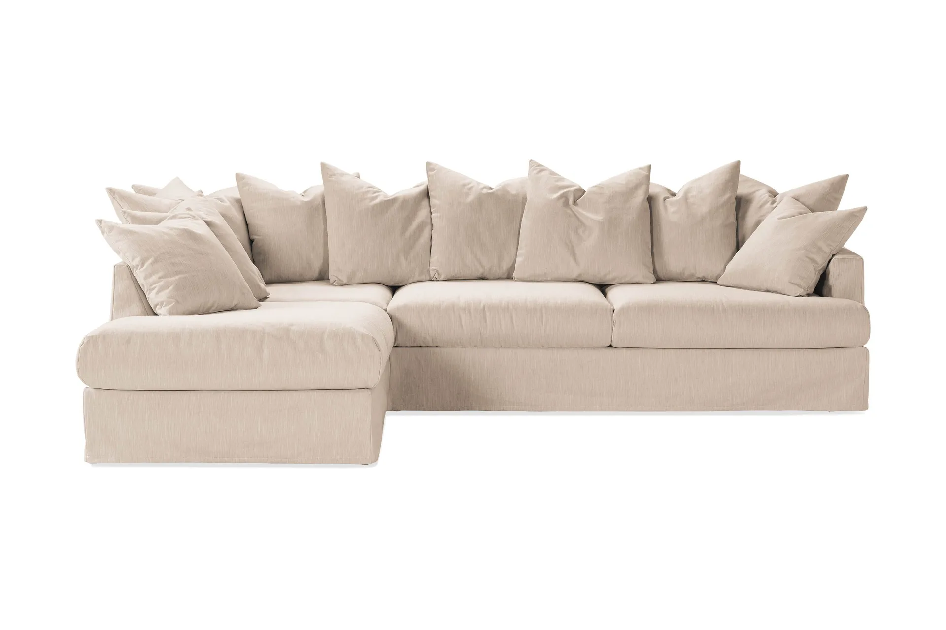 Menard 4-sits Vänstervänd L-formad Djup Schäslongsoffa i Tyg – Beige