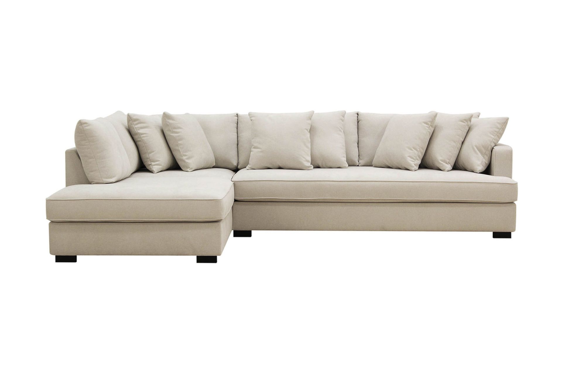 Rossita 4-sits Vänstervänd L-formad Djup Schäslongsoffa med Hel dyna i Tyg – Beige