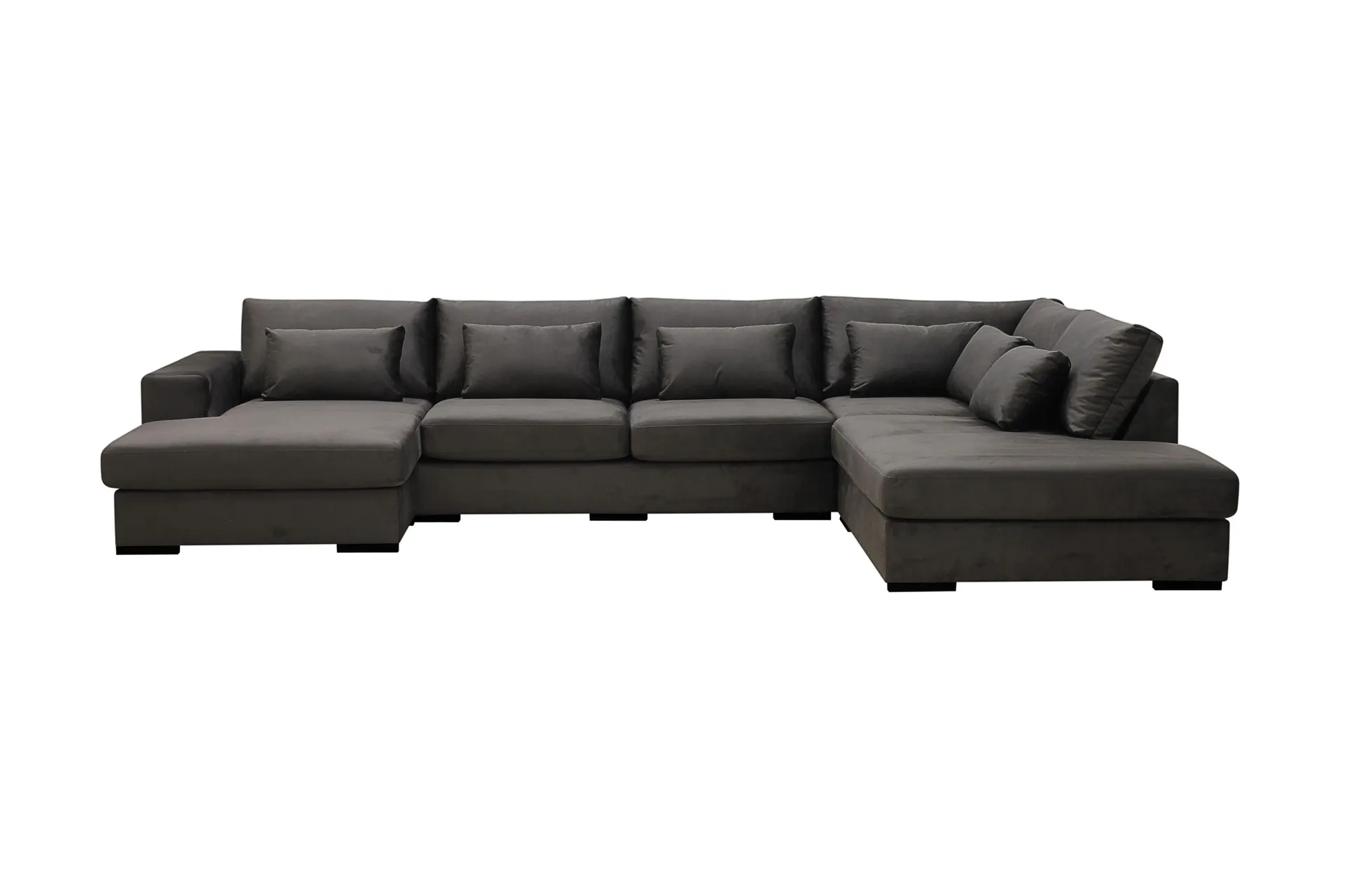 Grande 5-sits U-Soffa med Divan Vänster – Mörkgrå Sammet