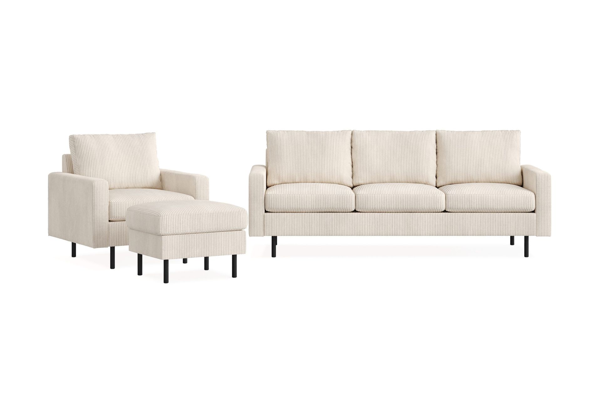 Peppe Soffgrupp 3-sits Soffa + Fåtölj + Fotpall i Manchester – Beige