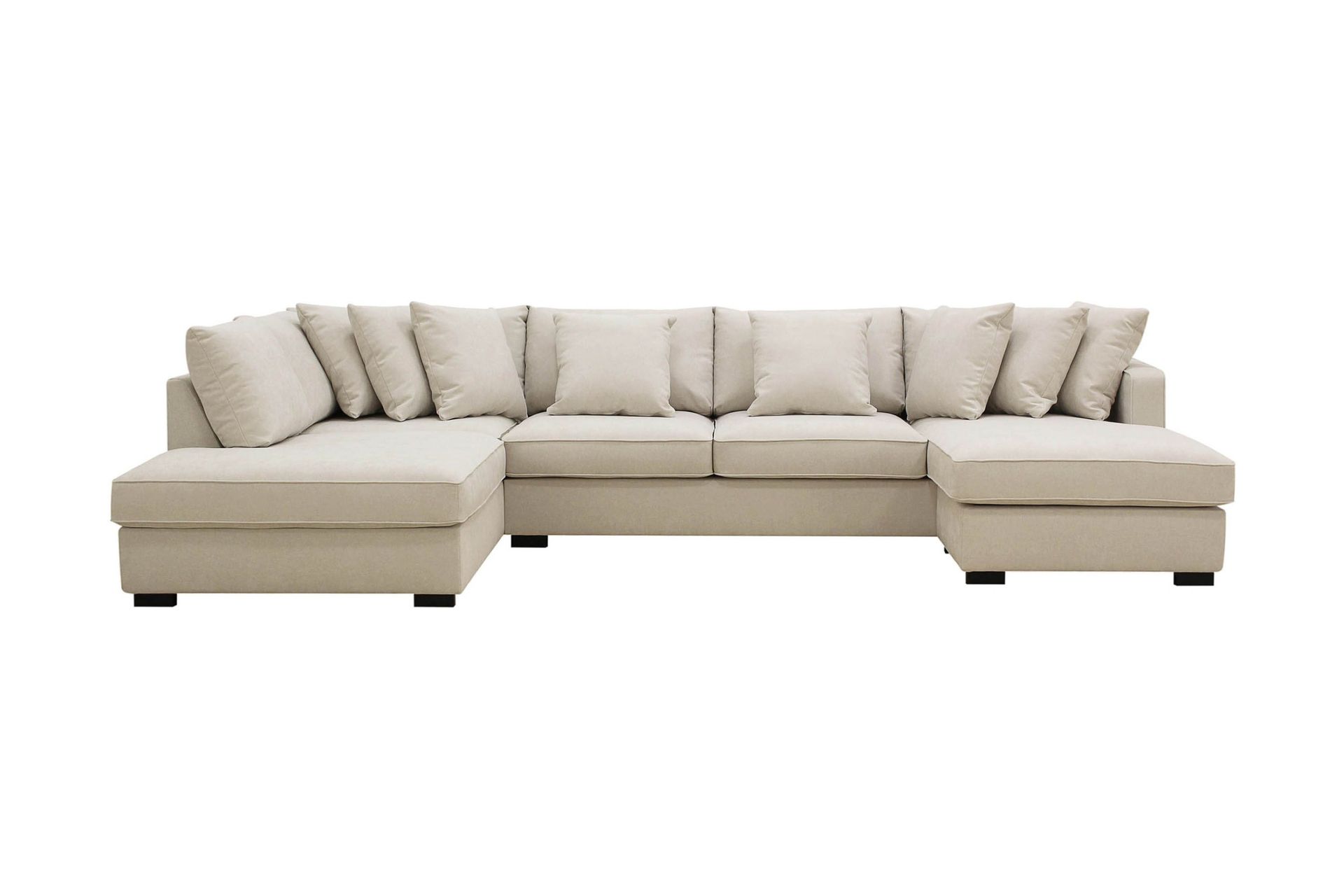 Rossita 5-sits Vänstervänd U-formad Djup Soffa med Divan och Schäslong i Tyg – Beige