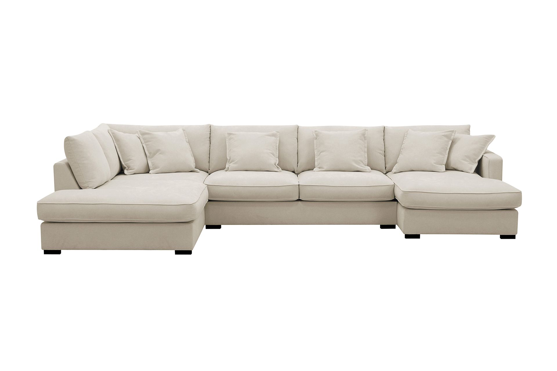 Rossita Lyx 5-sits Vänstervänd U-formad Extra djup Soffa med Divan och Schäslong i Tyg – Beige
