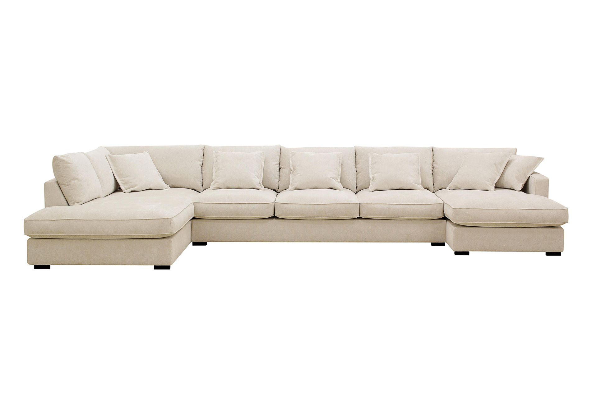 Rossita Lyx 6-sits Vänstervänd U-formad Extra djup Soffa med Divan och Schäslong i Chenille – Trenza 06, Beige Chenille
