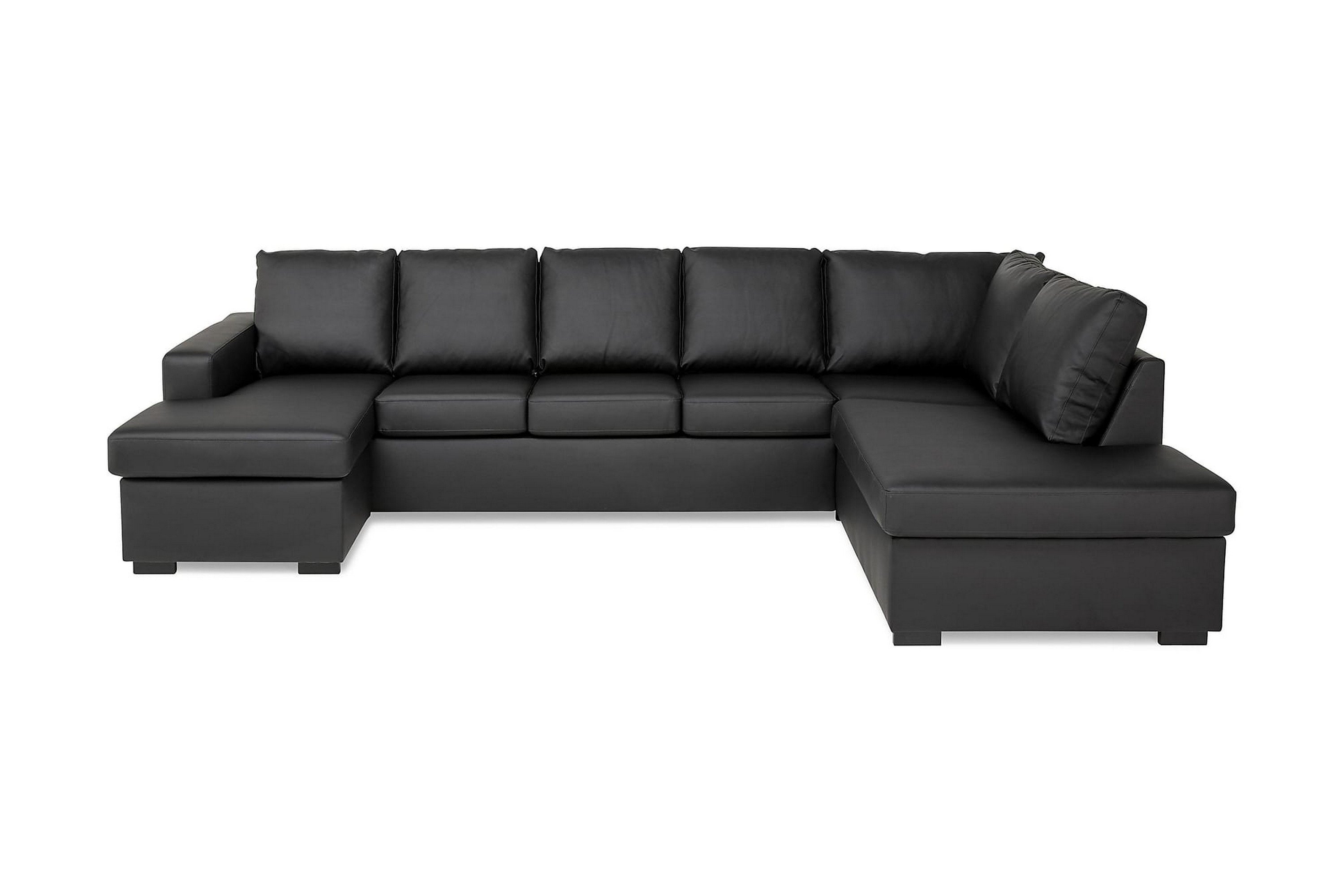 Crazy U-soffa XL Divan Vänster - Svart Konstläder