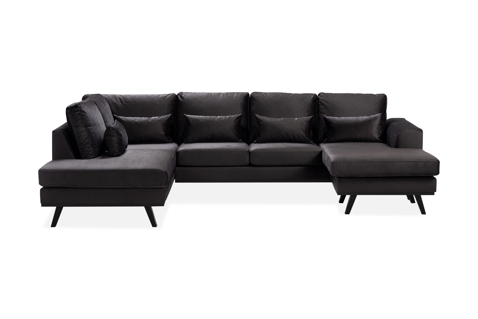 Copenhagen Compact 4-sits Vänstervänd U-formad Large Soffa med Divan och Schäslong i Sammet – Mörkgrå