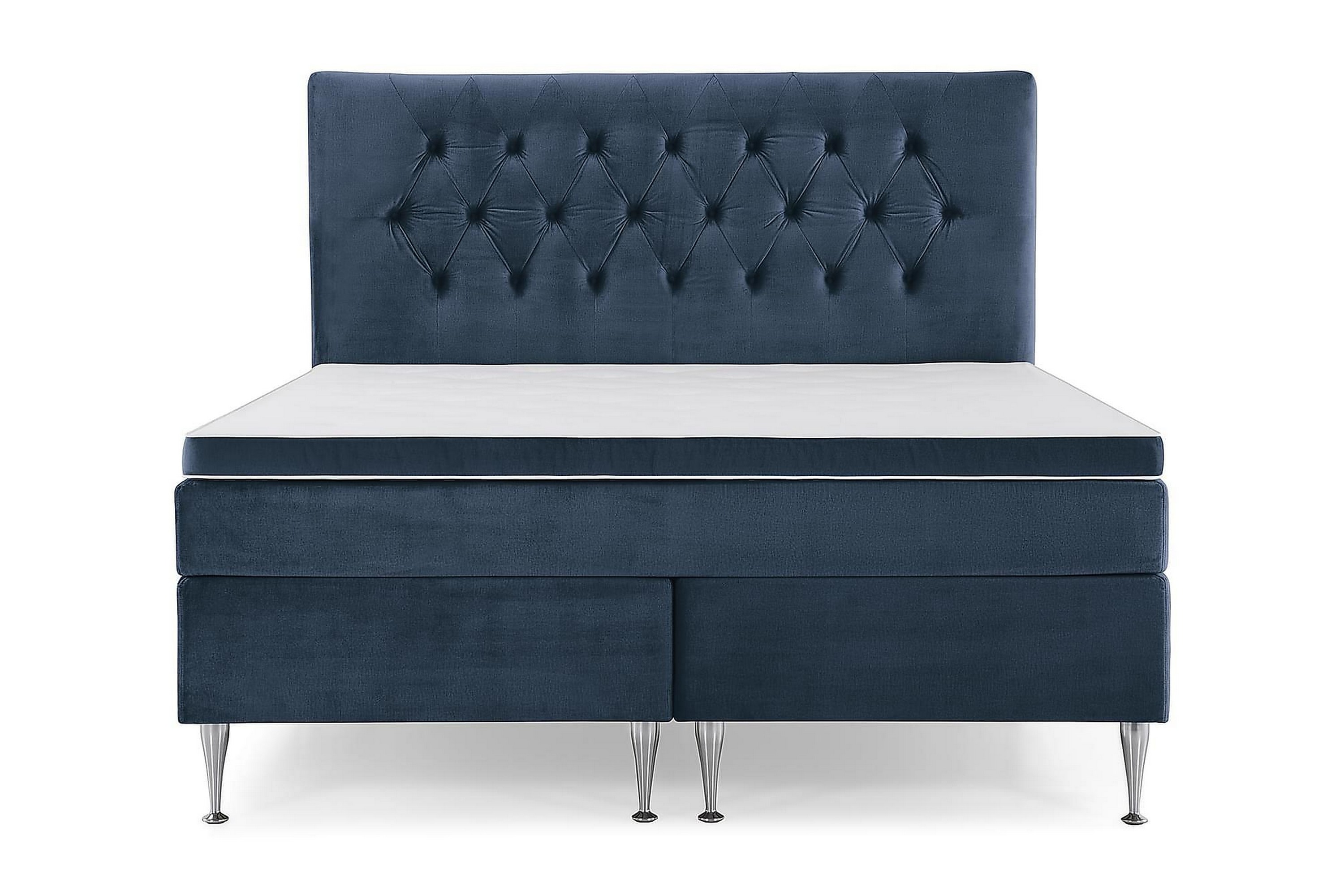 Royal Velvet Komplett Sängpaket 160x200 - Mörkblå med Höga Silverben