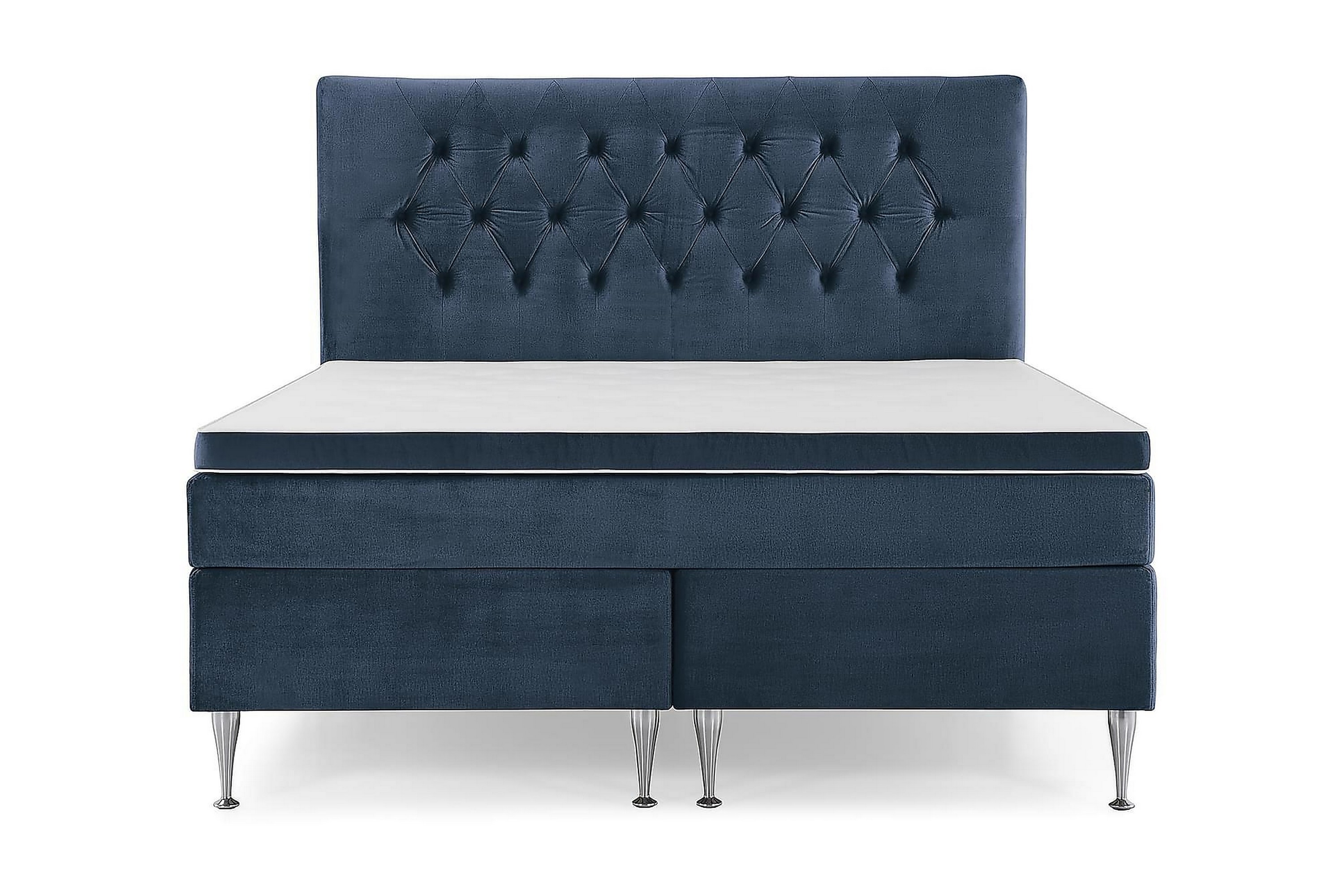 Royal Velvet Komplett Sängpaket 180x200 - Mörkblå med Höga Silverben