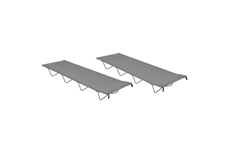 Campingsängar 2 st 180x60x19 cm oxfordtyg och stål grå - Grå - Sport & fritid - Camping & vandring - Campingmöbler