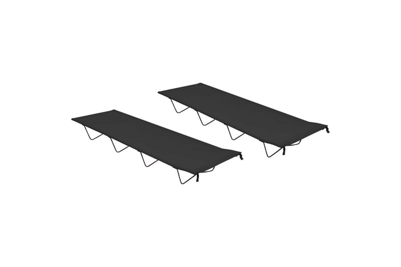 Campingsängar 2 st 180x60x19 cm oxfordtyg och stål svart - Svart - Sport & fritid - Camping & vandring - Campingmöbler