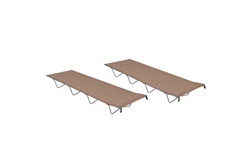 Campingsängar 2 st 180x60x19 cm oxfordtyg och stål taupe - Taupe - Sport & fritid - Camping & vandring - Campingmöbler