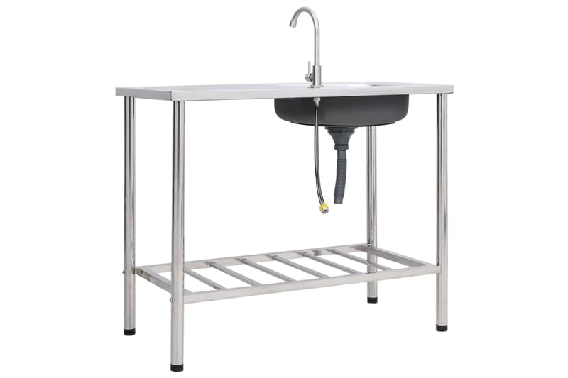 Campingbänk med handfat och kran i rostfritt stål - Silver - Sport & fritid - Camping & vandring - Friluftsutrustning