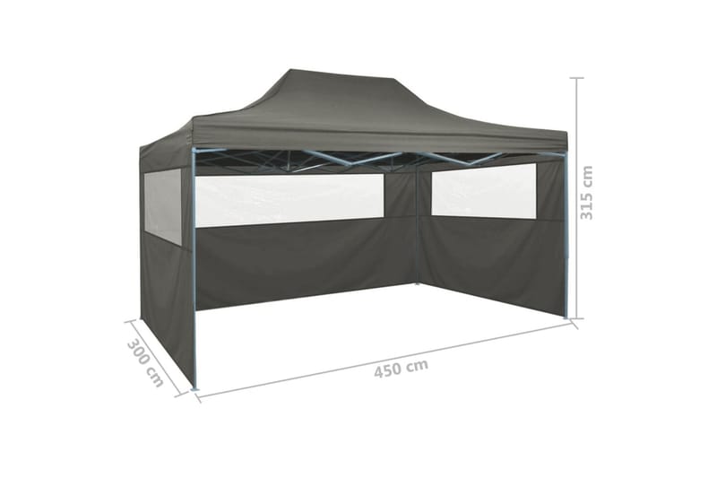 Hopfällbart tält med 3 väggar 3x4,5 m antracit - Antracit - Tält