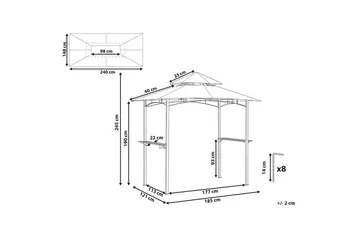 Lusthus Naro Grå/svart - Grå/svart - Utemöbler - Solskydd - Paviljong - Paviljong med tak