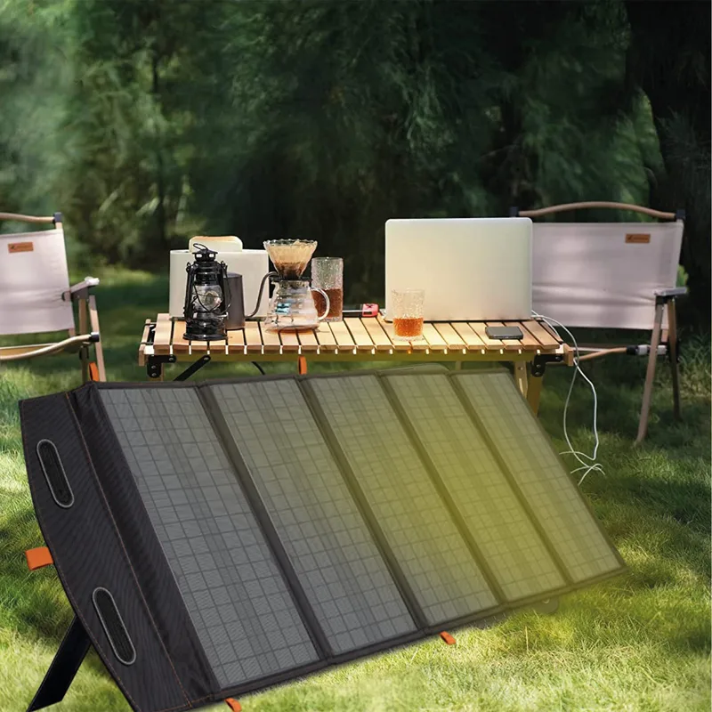 Portabel solpanel 100W | Vikbar | Ladda 3 enheter samtidigt - Sport & fritid - Camping & vandring - Friluftsutrustning